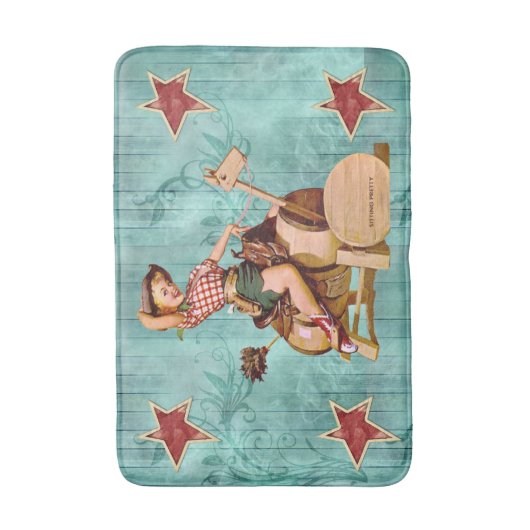  meisje op Westerne poten Badmat (Voorkant Verticaal)