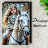 Meisje op Witte Paard Decoupage Tissuepapier