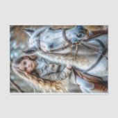 Meisje op Witte Paard Decoupage Tissuepapier (Voorkant)