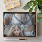 Meisje op Witte Paard Decoupage Tissuepapier (Geschenk)