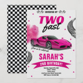 Meisje opgroeien twee snelle race auto 2e verjaard kaart (Voorkant / Achterkant)