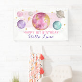 Meisje Outer Space Galaxy Roze Goud Verjaardagsfee Spandoek (Insitu)