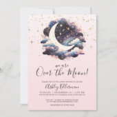 Meisje over de maan Baby shower Kaart (Voorkant)