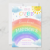 Meisje over de regenboog kleurrijke verjaardag kaart (Voorkant)