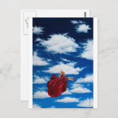 Meisje over het zwaaien in wolken briefkaart (Voorkant / Achterkant)