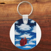 Meisje over het zwaaien in wolken sleutelhanger (Voorkant)