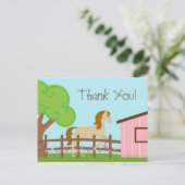 Meisje paard verjaardagsfeestje dank je briefkaart (Staand voorkant)