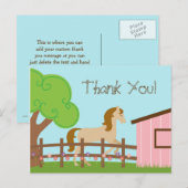 Meisje paard verjaardagsfeestje dank je briefkaart (Voorkant / Achterkant)