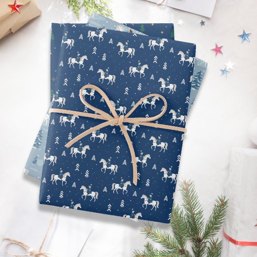 Meisje Paardrijden in de winter Inpakpapier Vel
