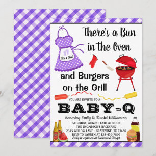 Meisje Paars Barbecue Baby Shower Kaart