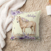 Meisje Paars Geel Roos Paard Monogram Kussen (Deken)
