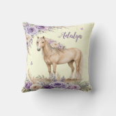Meisje Paars Geel Roos Paard Monogram Kussen (Achterkant)