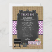 Meisje Paarse Baby Q gedicht dank u notitiekaart Kaart (Voorkant)