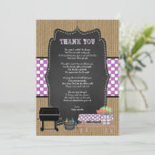 Meisje Paarse Baby Q gedicht dank u notitiekaart Kaart (Staand voorkant)