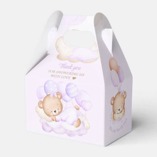Meisje Paarse Beer Baby shower Favor Box Bedankdoosjes (Achterkant)