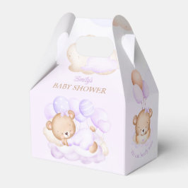 Meisje Paarse Beer Baby shower Favor Box Bedankdoosjes