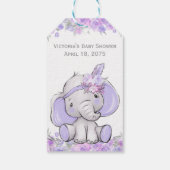 Meisje Paarse Boho Olifant Baby Shower Cadeaulabel (Achterkant)