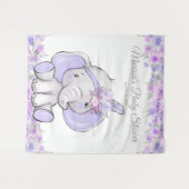 Meisje Paarse Boho Olifant Baby Shower L Achtergro Wandkleed (Voorkant (horizontaal))