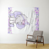 Meisje Paarse Boho Olifant Baby Shower L Achtergro Wandkleed (In Situ (horizontaal))