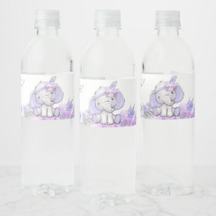 Meisje Paarse Boho Olifant Baby Shower Waterfles Etiket