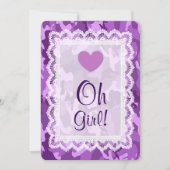 MEISJE Paarse Camouflage Kant Baby shower A01B Kaart (Voorkant)