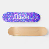 Meisje Paarse Faux Glitter Persoonlijke naam Persoonlijk Skateboard (Horizontaal)