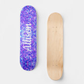 Meisje Paarse Faux Glitter Persoonlijke naam Persoonlijk Skateboard (Voorkant)
