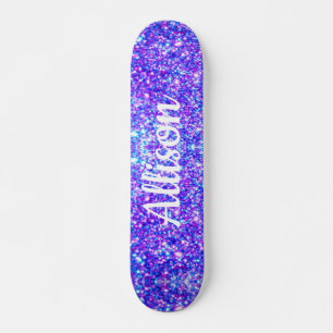 Meisje Paarse Faux Glitter Persoonlijke naam Persoonlijk Skateboard