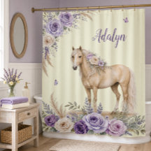 Meisje Paarse Gele Roos Paard Monogram
