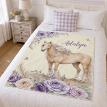 Meisje Paarse Gele Roos Paard Monogram