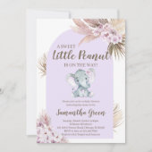 Meisje Paarse olifant Baby shower Kaart (Voorkant)