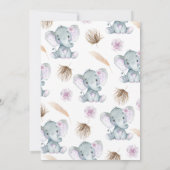 Meisje Paarse olifant Baby shower Kaart (Achterkant)