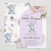 Meisje Paarse olifant Baby shower Kaart (Voorkant / Achterkant)
