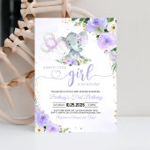 Meisje Paarse olifant Baby shower Kaart