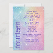 Meisje Paarse Sterren Galaxy Verjaardag Kaart (Voorkant)