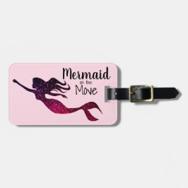 Meisje Paarse Zeemeermin in beweging | Gepersonali Bagagelabel