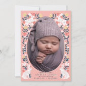 Meisje Paasei Baby Foto Geboorte Aankondiging Kaar (Voorkant)