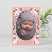 Meisje Paasei Baby Foto Geboorte Aankondiging Kaar (Staand voorkant)