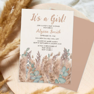 Meisje Pampagras Boho Boheem Woestijn Baby Shower Kaart