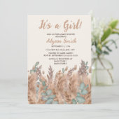 Meisje Pampas Grass Boho Bohemian Desert Baby show Kaart (Staand voorkant)