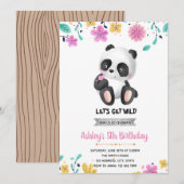 Meisje panda verjaardag uitnodiging (Voorkant / Achterkant)