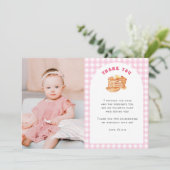 Meisje Pannenkoek Ontbijt 1e verjaardag Foto Bedankkaart (Staand voorkant)