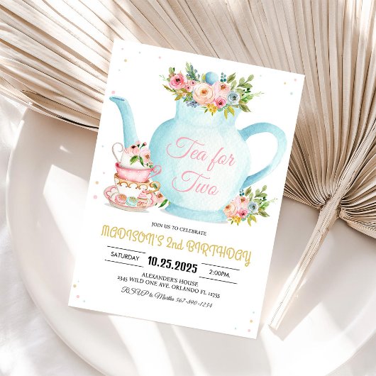 Meisje Par-Tea Bloemen Roze Goud grillige verjaard Kaart