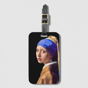 Meisje parel oorbel bagagelabel