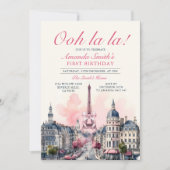 Meisje Paris Patisserie 1e Roze Bow Verjaardagsfee Kaart (Voorkant)