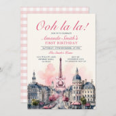 Meisje Paris Patisserie 1e Roze Bow Verjaardagsfee Kaart (Voorkant / Achterkant)