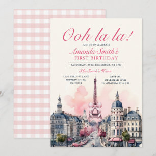 Meisje Paris Patisserie 1e Roze Bow Verjaardagsfee Kaart