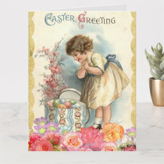 meisje Pasen Kaart (Kleine Plant)