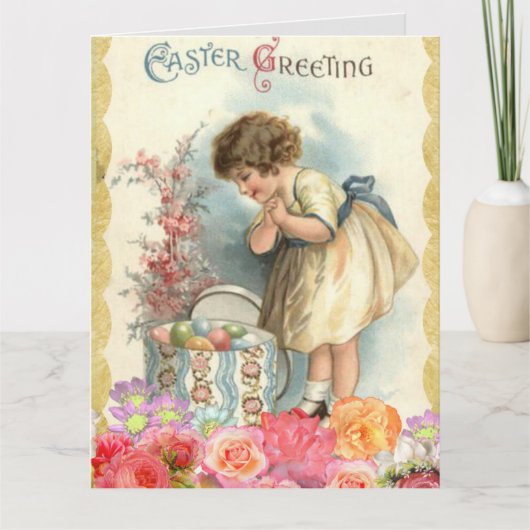  meisje Pasen Kaart (Voorkant)