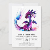 Meisje pastel draak digitale meisje verjaardag kaart (Voorkant)